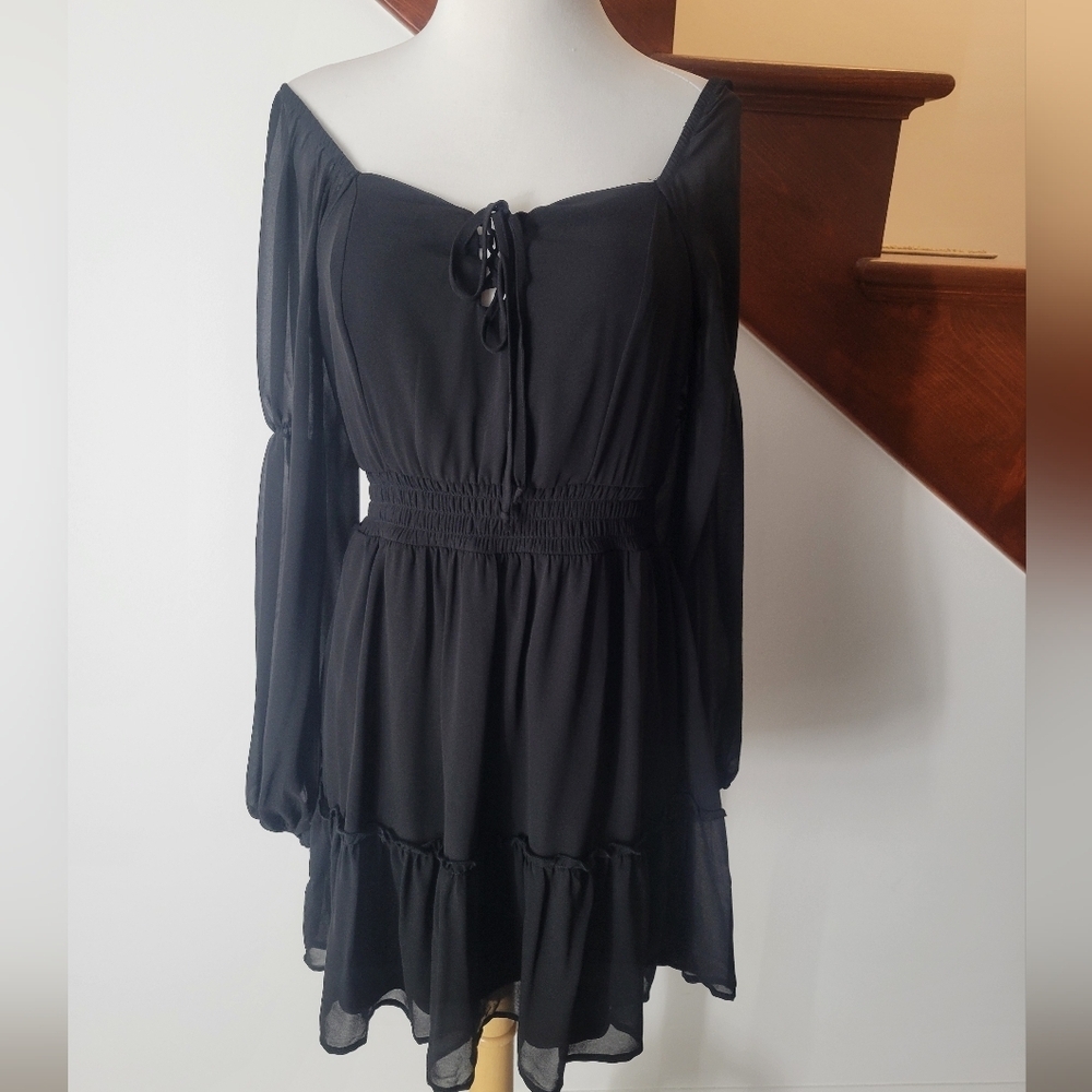 Lie‎ to be spoiled Black Mini Dress sz M Y2K Whimsygoth Fairygrunge